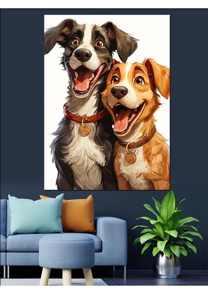 Dost Köpekler Dekoratif Kanvas - Mdf Ahşap Tablo fırsatları