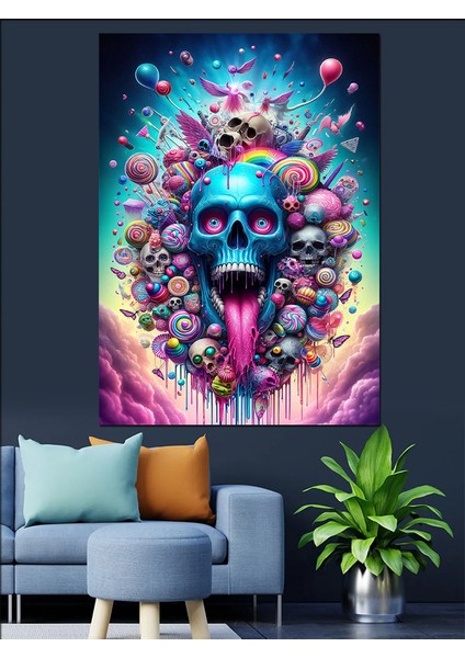 Mavi Kuru Kafa Dekoratif Kanvas - Mdf Ahşap Tablo