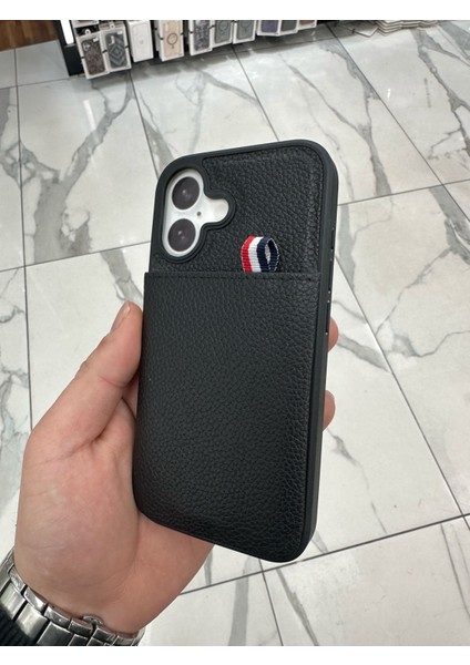 Apple iPhone 16 Uyumlu Deri Kılıf Kartlıklı Kılıf Arkası Cüzdanlı Kılıf Kart Koymalı Kılıf Siyah fiyatları
