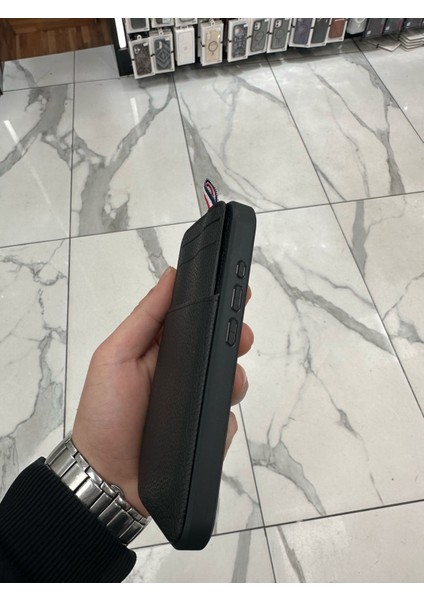 Apple iPhone 16 Uyumlu Deri Kılıf Kartlıklı Kılıf Arkası Cüzdanlı Kılıf Kart Koymalı Kılıf Siyah fırsatları