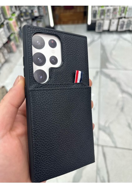 Samsung Galaxy S24 Ultra Uyumlu Deri Kılıf Kartlıklı Kılıf Arkası Cüzdanlı Kılıf Kart Koymalı Kılıf Siyah fiyatları