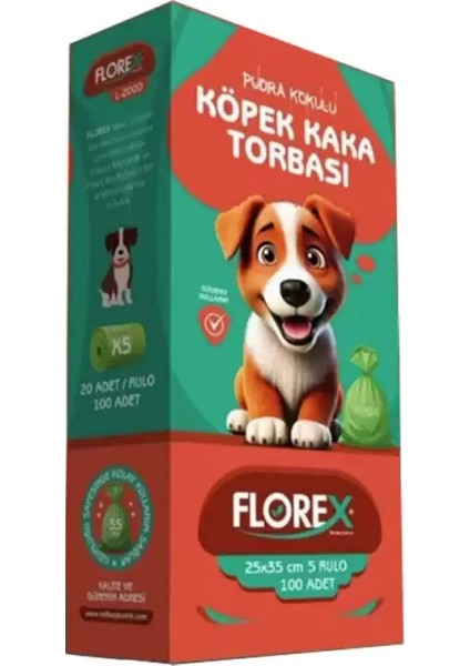 Pudra Kokulu Köpek Kaka Torbası (5 Rulo 100 Adet)