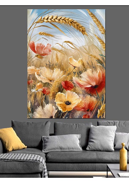 Buğdaylar ve Çiçekler Dekoratif Kanvas - Mdf Ahşap Tablo modelleri