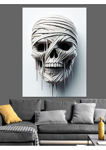 Mumya Iskelet Dekoratif Kanvas - Mdf Ahşap Tablo