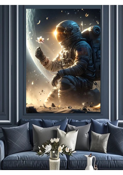 Amerikalı Astronot Dekoratif Kanvas - Mdf Ahşap Tablo fiyatları