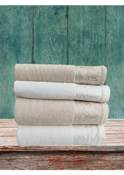 Vıp Jakarlı 4 Lü Hamam Takımı 2 Adet 50 x 90 cm 2 Adet 90 x 150 cm