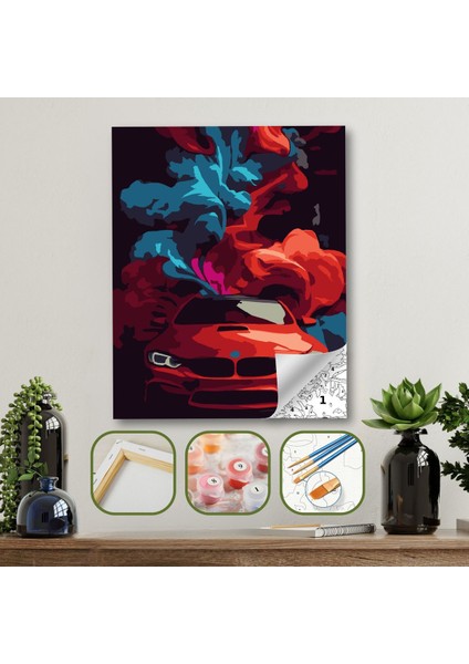 Sayılarla Boyama Ahşap Çerçeveli Kasnaklı Tuval Seti Fırça Boya Dahil Çıtalı 40X50 cm