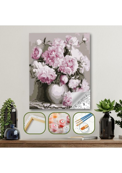 Sayılarla Boyama Ahşap Çerçeveli Kasnaklı Tuval Seti Fırça Boya Dahil Çıtalı 40X50 cm