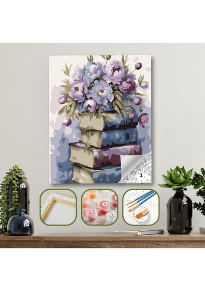Sayılarla Boyama Ahşap Çerçeveli Kasnaklı Tuval Seti Fırça Boya Dahil Çıtalı 40X50 cm