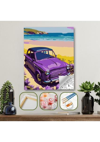 Sayılarla Boyama Ahşap Çerçeveli Kasnaklı Tuval Seti Fırça Boya Dahil Çıtalı 40X50 cm