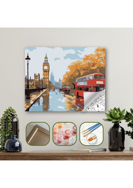 Sayılarla Boyama Ahşap Çerçeveli Kasnaklı Tuval Seti Fırça Boya Dahil Çıtalı 40X50 cm