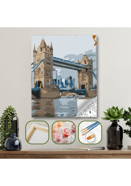 Sayılarla Boyama Ahşap Çerçeveli Kasnaklı Tuval Seti Fırça Boya Dahil Çıtalı 40X50 cm