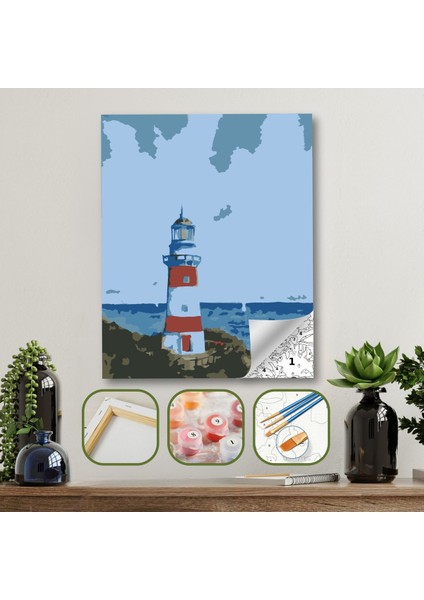 Sayılarla Boyama Ahşap Çerçeveli Kasnaklı Tuval Seti Fırça Boya Dahil Çıtalı 40X50 cm