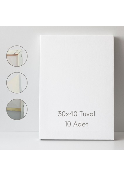 30X40-10 Adet Tuval Sanatsal Çalışmalar Için – Arkadan Zımbalı– Profesyonel ve Amatör Kullanım