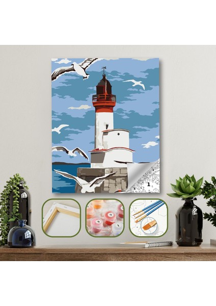 Sayılarla Boyama Ahşap Çerçeveli Kasnaklı Tuval Seti Fırça Boya Dahil Çıtalı 40X50 cm