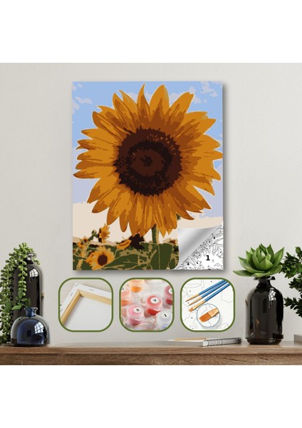 Sayılarla Boyama Ahşap Çerçeveli Kasnaklı Tuval Seti Fırça Boya Dahil Çıtalı 40X50 cm