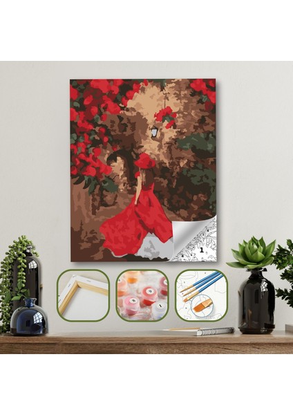 Sayılarla Boyama Ahşap Çerçeveli Kasnaklı Tuval Seti Fırça Boya Dahil Çıtalı 40X50 cm