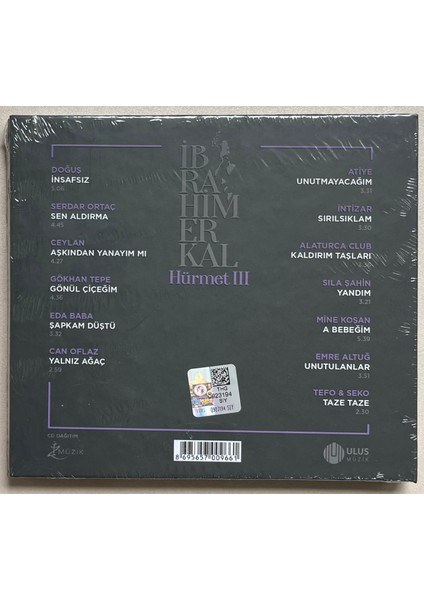 Ibrahim Erkal Hürmet Iıı CD (Jelatininde Sıfır Orjnal Dönem Baskı Cd)