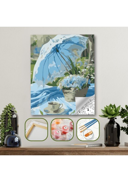 Sayılarla Boyama Ahşap Çerçeveli Kasnaklı Tuval Seti Fırça Boya Dahil Çıtalı 40X50 cm