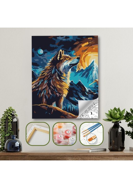 Sayılarla Boyama Ahşap Çerçeveli Kasnaklı Tuval Seti Fırça Boya Dahil Çıtalı 40X50 cm
