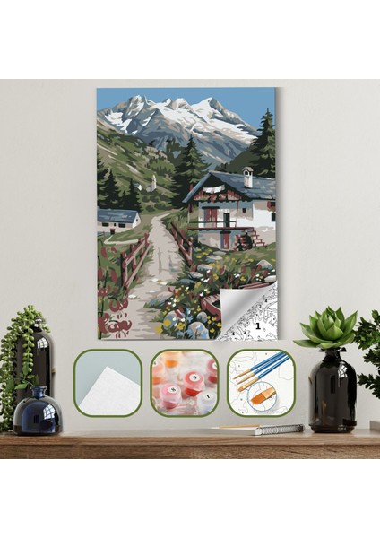 Tuval Kağıdından Çerçevesiz 33X48 Sayılarla Boyama Seti Boya ve Fırça Dahil