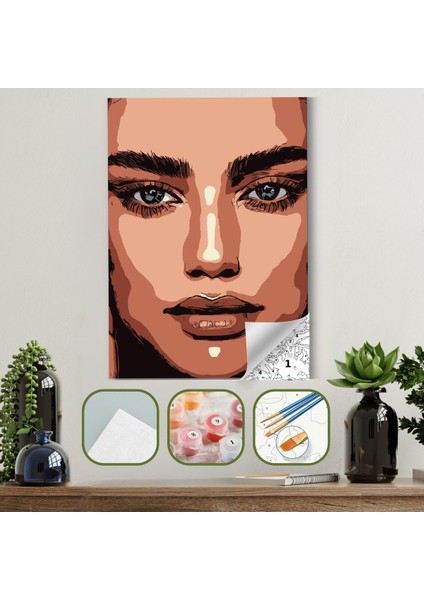 Tuval Kağıdından Çerçevesiz 33X48 Sayılarla Boyama Seti Boya ve Fırça Dahil