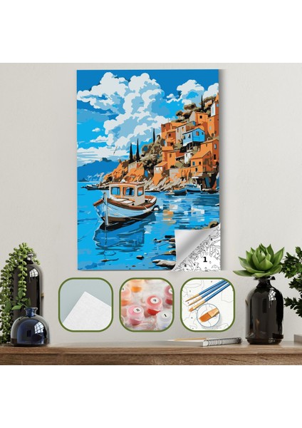 Tuval Kağıdından Çerçevesiz 33X48 Sayılarla Boyama Seti Boya ve Fırça Dahil