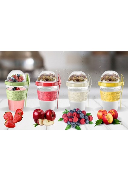 Kahvaltıda Hareketli Bardaklar,tahıl Veya Yulaf Ezmesi Kabı ile Take And Go Yoğurt Kupası 600 ml