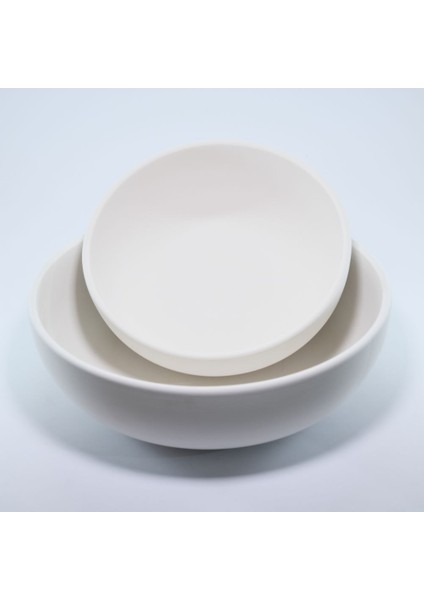 (Ham Ürün) 2 Li 19,5 cm Salata Kasesi Seramikbisküvi (Ham Ürün)