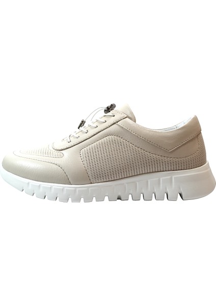 1185E Hakiki Deri Lastik Bağlı Ortopedik Casual Kadın Ayakkabı