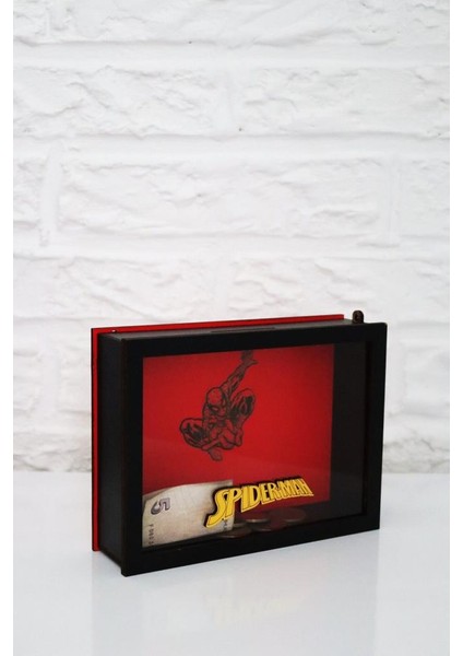 Kilitli Ahşap Önü Şeffaf Pleksili El Yapımı Spiderman Örümcek Adam Kumbara modelleri