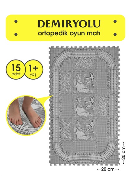 15 Mödüllü Oyun Masaj Demiryolu Ortopedik Halı Duyu Matları Puzzle Tren Yolu
