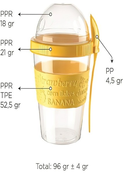 Kahvaltıda Hareketli Bardaklar,tahıl Veya Yulaf Ezmesi Kabı ile Take And Go Yoğurt Kupası 600 ml
