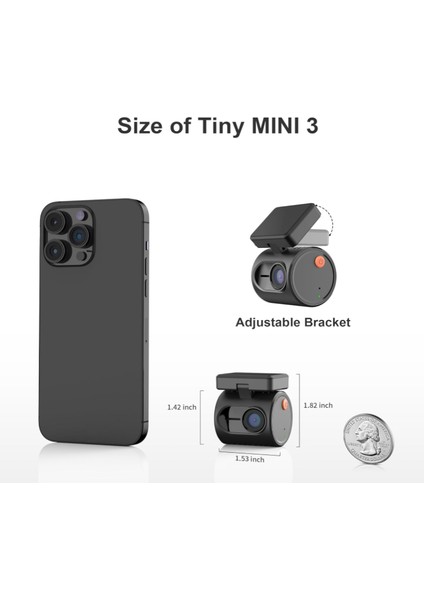 1296P Qhd Mini Araç Içi Kamera, Gece Görüşü, Wifi, Park Izleme, Acil Durum Kaydı