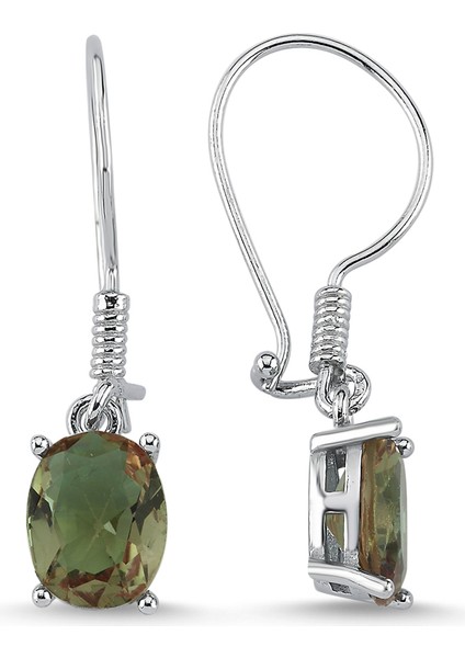 Özel Kutu ve Gümüş Bezi Ile 8X10MM Oval Sultanit Zirkon Tektaş Mengeç Küpe