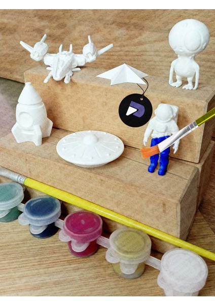 Boyanabilir Uzay Figür Seti, 6 Eğitici Figür, 3D Montessori Oyuncak, Çocuklar Için Aktivite Hobi