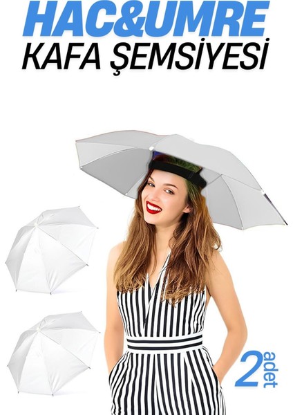 Hac Umre Kafa Şemsiyesi Güneş Koruma Şemsiyesi 2 Adet Beyaz 716267