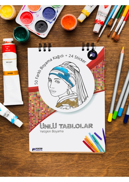 Ünlü Tablolar Yetişkinler Için Boyama Kitabı, Mandala Boyama Kitabı, Hobi Sanatsal Boyama Sayfaları
