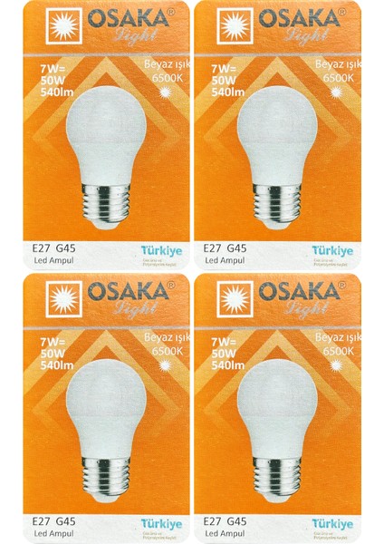 (4 adet) 7W (50W) Beyaz IŞIK E27 DUYLU (Kalın Duy) LED Ampul