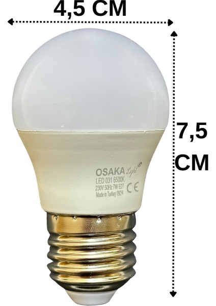 (3 adet) 7W (50W) Beyaz IŞIK E27 DUYLU (Kalın Duy) LED Ampul