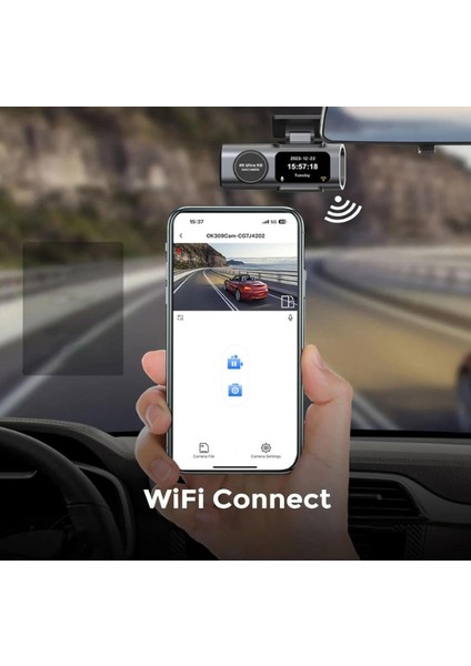 4K ve 1080P Çift Ön Arka Dash Cam, Gece Görüşlü, Acil Video Kilitleme, 24 Saat Park Izleme modelleri