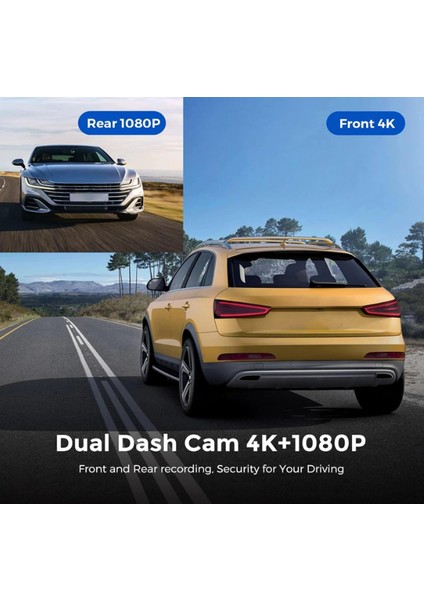 4K ve 1080P Çift Ön Arka Dash Cam, Gece Görüşlü, Acil Video Kilitleme, 24 Saat Park Izleme fırsatları