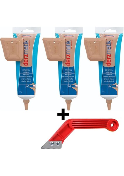 Kahve Derz Dolgusu-3 adet Lavabo Küvet Fayans Derzi Kalemi 380 G Suya Dayanıklı Spatula-Derz Dolgu Kazıy