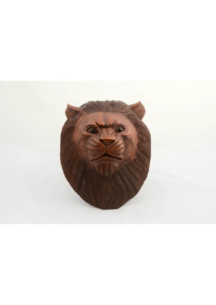 Maun Ağacı El Yapımı Dekoratif Aslan Büstü