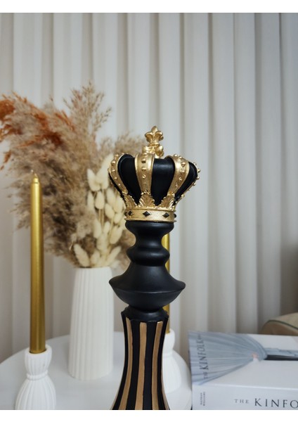 Dekoratif 40 cm Polyester Gold Yaldızlı Satranç Takımı