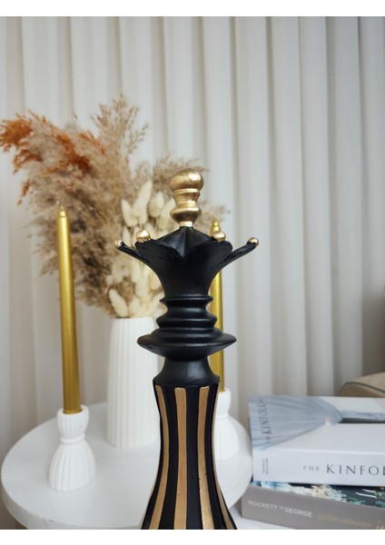 Dekoratif 40 cm Polyester Gold Yaldızlı Satranç Takımı