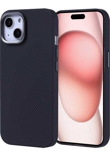 iPhone 15 Kılıf Magsafe Şarj Özellikli Karbon Fiber Görünümlü Tam Kalıp Nekst Kapak