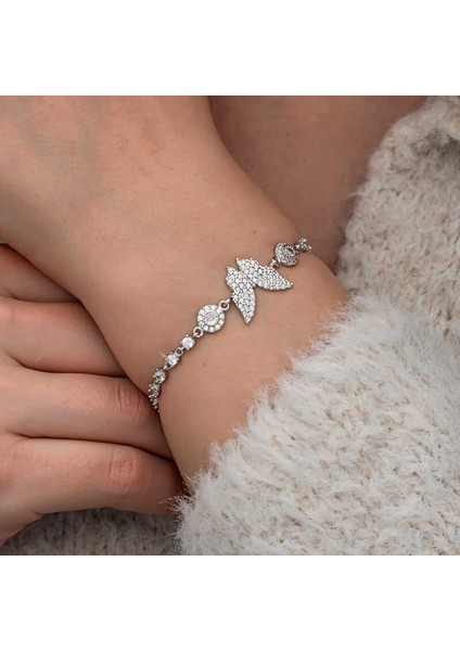 Gümüş Zirkon Taşlı Kelebek Kadın Bileklik fırsatları