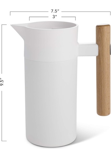 Beyaz Termal Sürahi Çift Duvarlı, 1.2l, 1 Adet