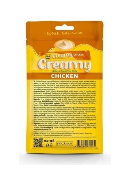 Creamy Tavuklu Sıvı Kedi Ödül Maması 5X15 gr fiyatları